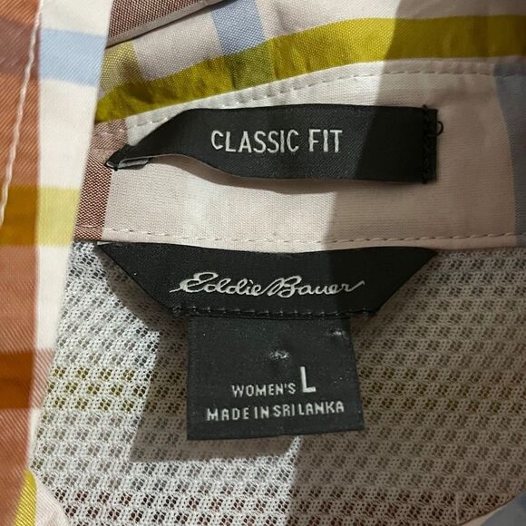 Eddie Bauer Women’s Multi Check Plaid Classic Fit Outdoor Button Down Shirt Sz-L - Picture 4 of 6